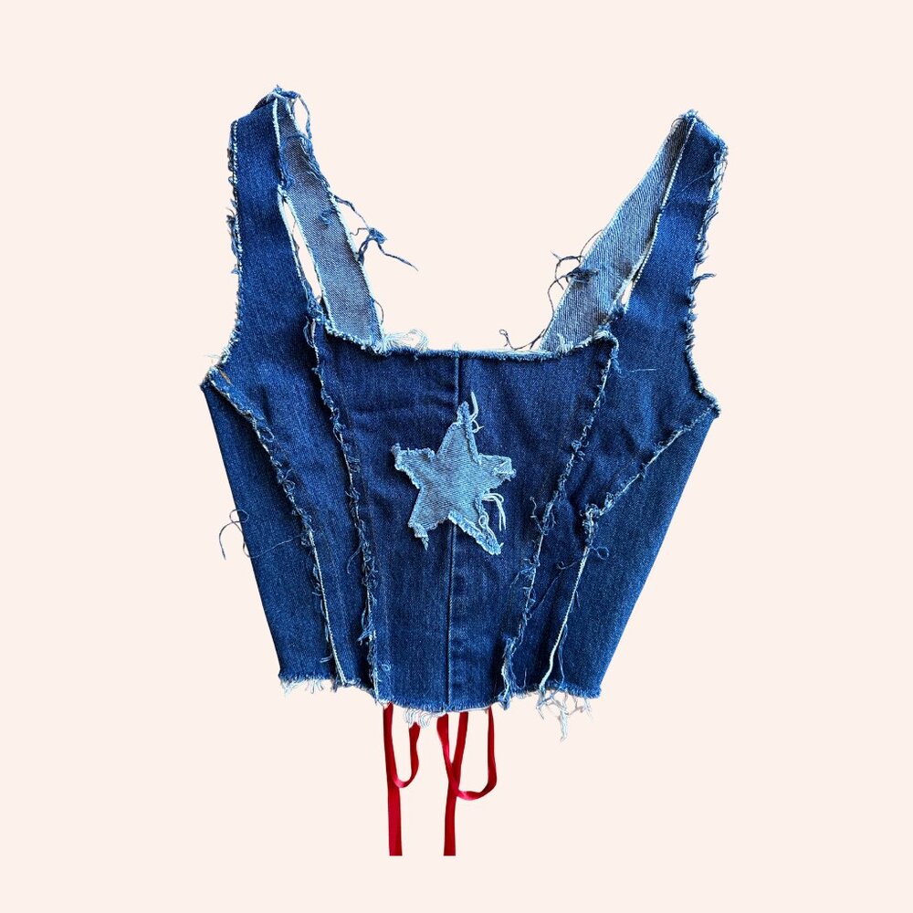 Rokit Originals Denim Bustier Corset reworked vintage